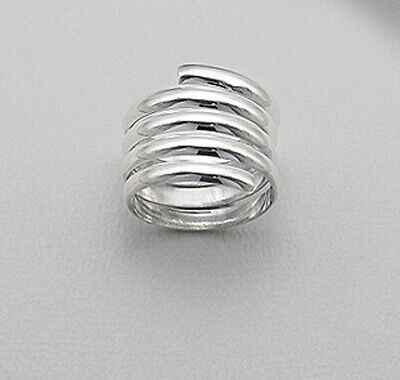 Solid Sterling Silver Knuckle Ring Cigar Band Stylish Coil 18mm Wide 8.4g Size 7
