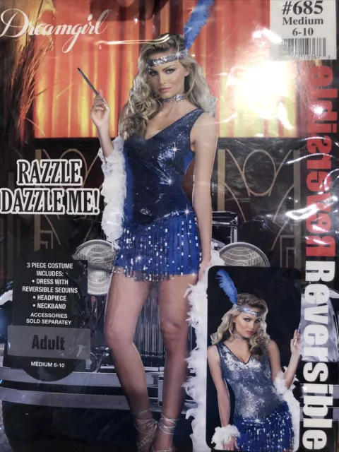 Womens Sexy Halloween Costume Razzle Dazzle Me Dreamgirl 20's Flapper M 6-10