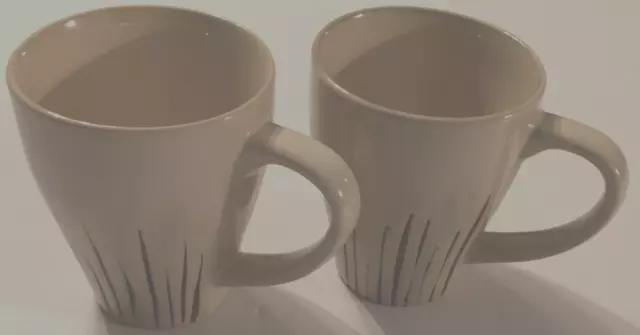 Set of 2 PIER 1 Santuary Starburst Cream Brown Stoneware Vintage Coffee Mug Cups