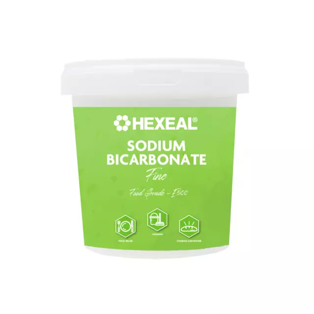 Hexeal Sodium Bicarbonate Cleaning, Baking Soda | 1kg Bucket 100% Food Grade