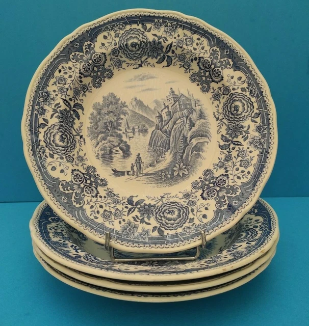 4 belles assiettes creuses VILLEROY BOCH, Burgenland bleu, diam.23 cms