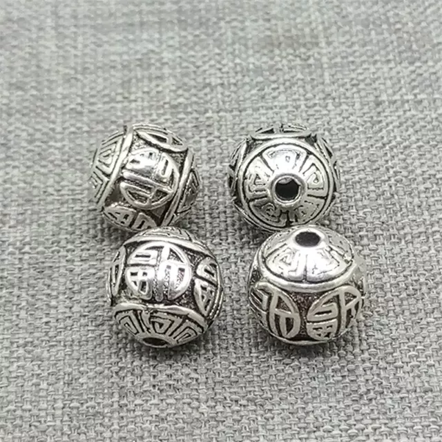 5pcs of 925 Sterling Silver Good Fortune Beads Chinese Fu Lucky Luck Spacer