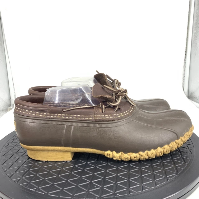 LL Bean Men 11 Boots Rubber Moc Gum Shoes Low Top Dark Brown Leather Rubber Toe