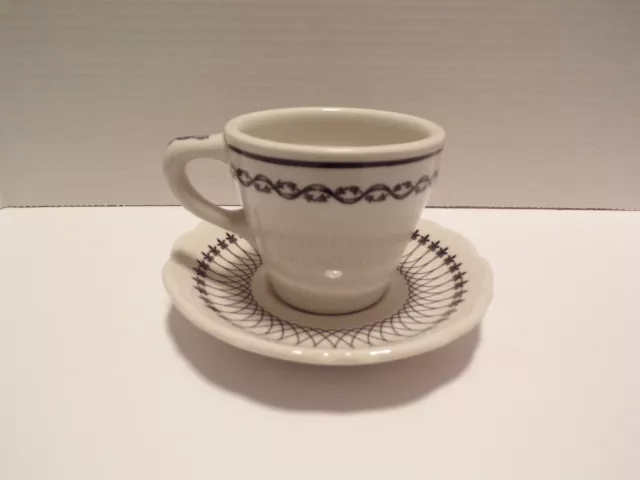 VTG Teacup & Saucer White & Black Jackson China, Syracuse China