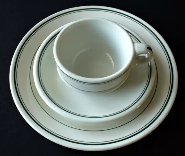 CUP &SAUCER~Plate~RESTAURANT WARE~Green Stripe~Homer Laughlin~McNicol~Wellsville