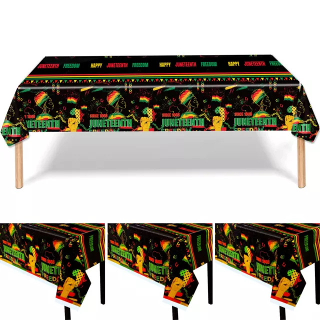 3 Pcs Juneteenth Tablecloth 1865 Happy Juneteenth Plastic Table Runner African A