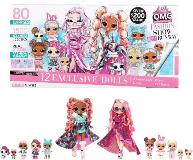 LOL Surprise OMG Fashion Show Mega Runway Playset with 12 Dolls and 80 Surprises