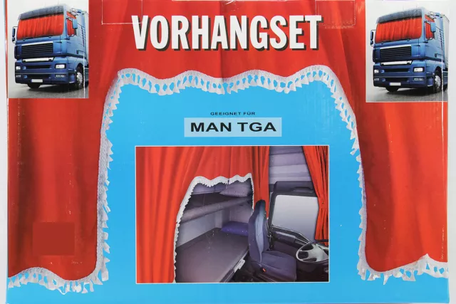 WOW LKW Gardinen MAN 5-tlg TGA  Vorhang rot Fenstergardinen Polyester