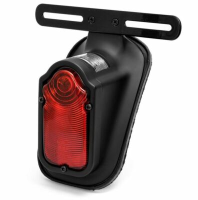 Sparto MINI FANALE RETROVISORE TEXAS NERO VETRO ROSSO HARLEY CUSTOM BIKE CHOPPER ricevuto 