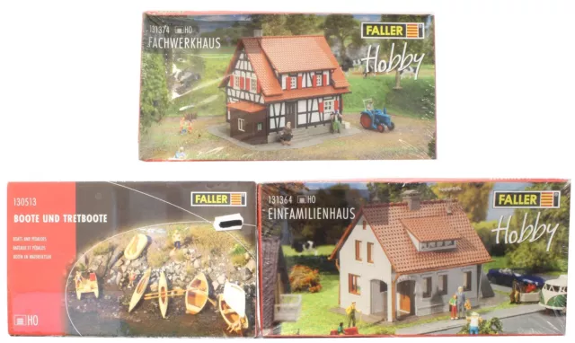 Faller 'Ho' Scale Lot Of 3 Water Sports, Family House & Half Timbered House Kit