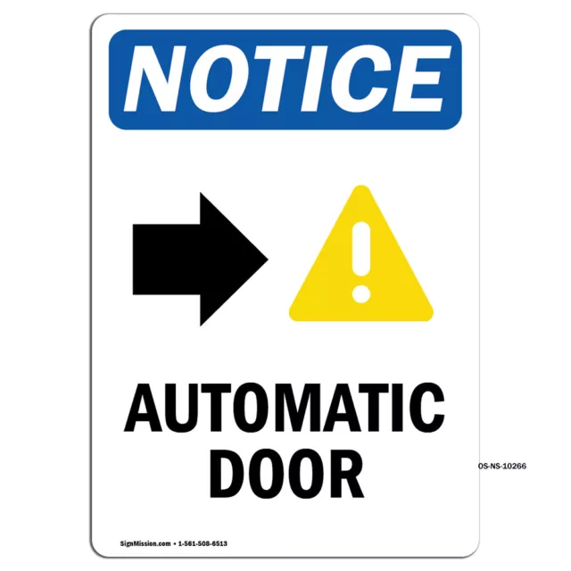 Automatic Door [Right Arrow] With Symbol OSHA Notice Sign Metal Plastic Decal
