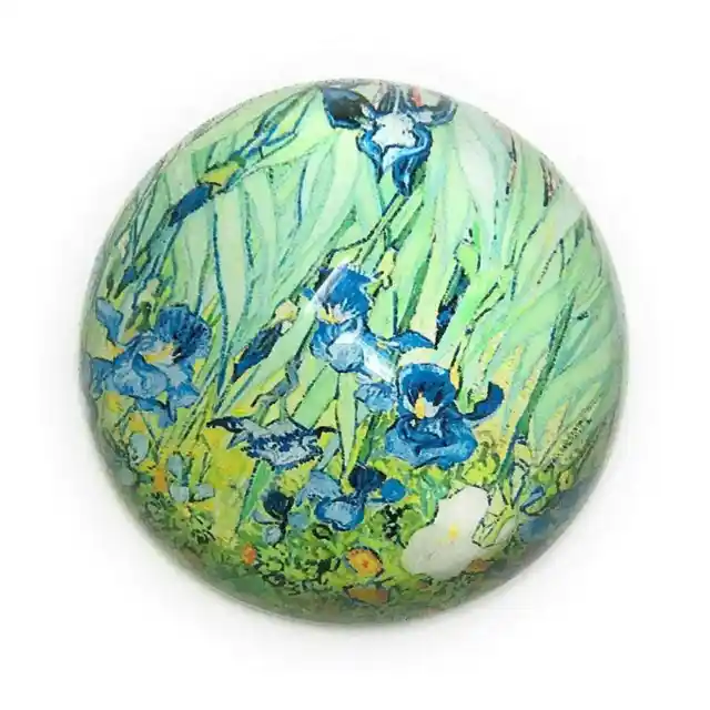 Irises Glass Dome Paperweight, Vincent Van Gogh, Gift Boxed 3"Round