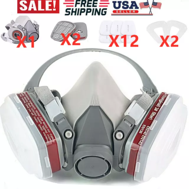 Half Face Mask W/Filter Cotton for 6200 Gas Painting Spray Protection Respirator