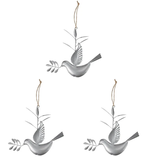 3x Dekorative Gefälschte Tauben Metall Vogel Wand Kunst