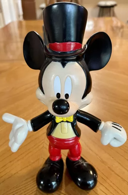 VINTAGE DISNEY POSEABLE Vinyl Mickey Mouse in Top Hat Figure 10