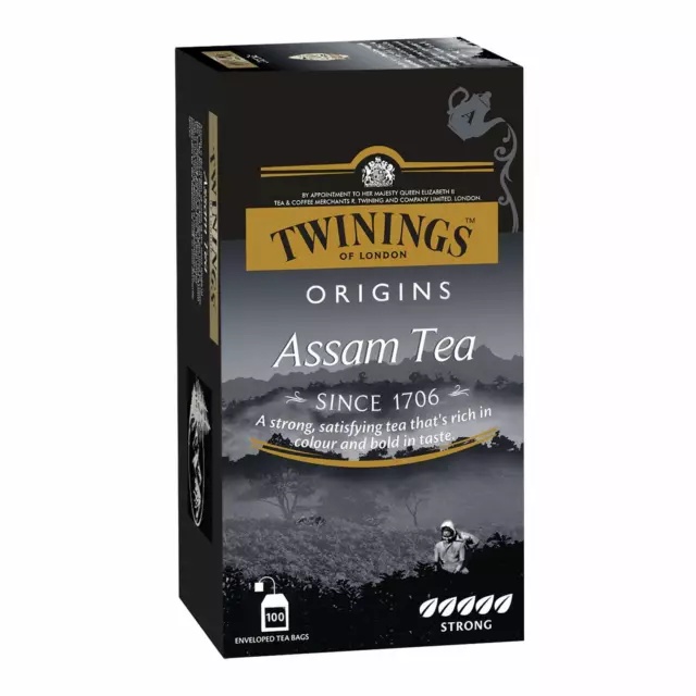 Twinings Assam Tea, 100 Teabags, Premium Black Tea, Twinings Origins