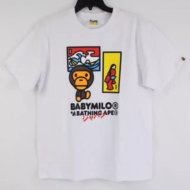 A Bathing Ape BAPE Japan Art Baby Milo Short Sleeve Tee in White - Men's Size L