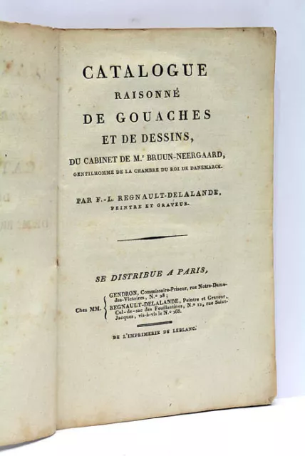 Livre Ancien Regnault-Delalande Catalogue Oeuvres Art Originales Paris 1814