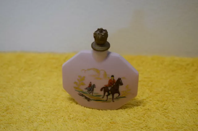 sehr schönes, altes Parfum Flakon aus Porzellan TOP! mit Jagdmotiv Parforcejagd