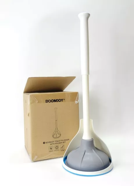 BOOMJOY Toilet Plunger with Holder Set for Bathroom Heavy Duty