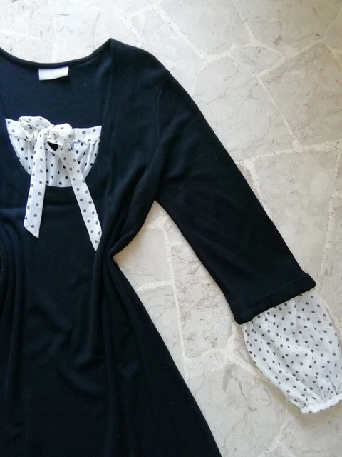 Abiti nero midi da donna vestito longuette in maglina Wallis, tg. L, XL