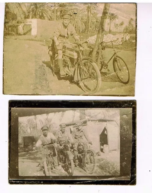 2 Ww1 Photos: British Army Motorcyclists Egypt: Cwmbach, Aberdare, Rhondda Wales