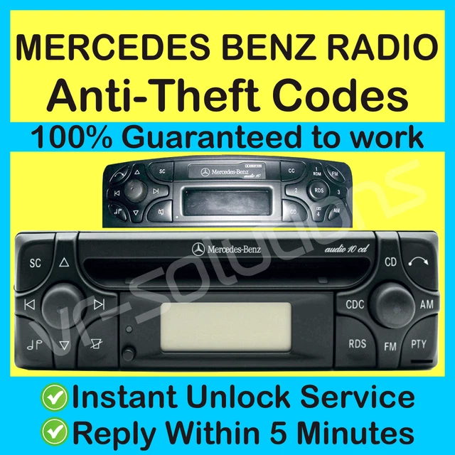 MERCEDES BENZ CODE radio alpin MF2199 MF2297 CM2396 CD clé stéréo
