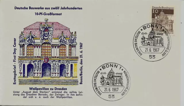 BRD FDC MiNr 490 (2) "Deutsche Bauwerke aus zwölf Jahrhunderten (II)" -Zwinger-