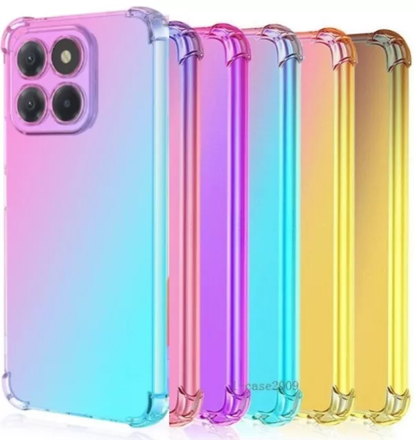 For Honor X6A Case, Slim Clear Silicone Shockproof Gradient Gel Phone Cover