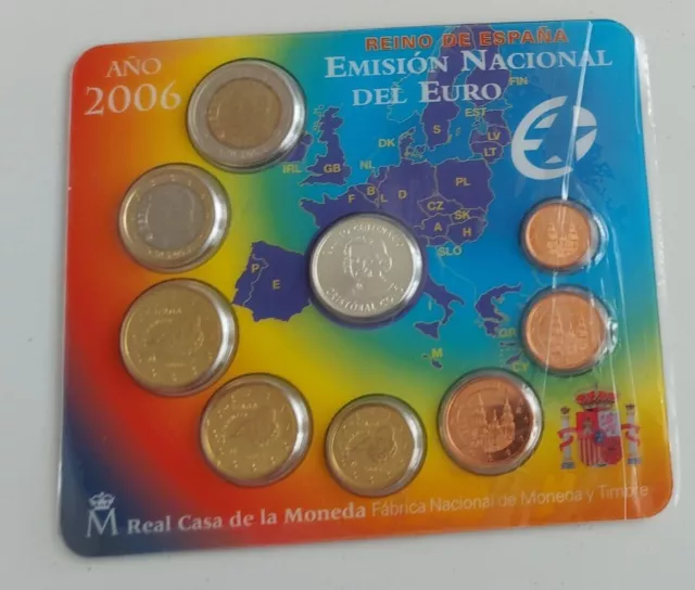 Spanien. Euro-KMS2006   -1 Cent - 2 Euro und Silbermedaille Christoph Kolumbus