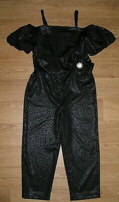 BNWT RIVER ISLAND Girls Black Embossed Playsuit Jump Suit Outfit Age 5 110cm NEW