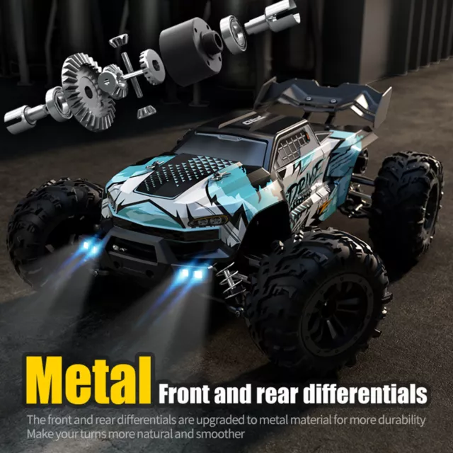 1/16 4WD LED Brushless Motor 24 GHz 70 km/h RC Monster Truck (blaue B 1 Batterie