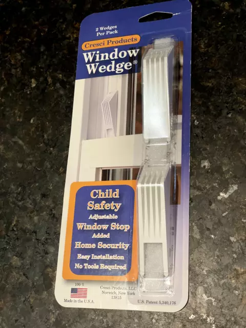 NEW Window Stop CRESCI PRODUCTS 2 Pack WINDOW WEDGE ADJUSTABLE  CHILD SAFETY