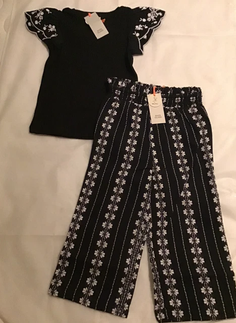 Abito top nero fiorito River Island mini ragazze età 18-24 mesi nuovo con etichette