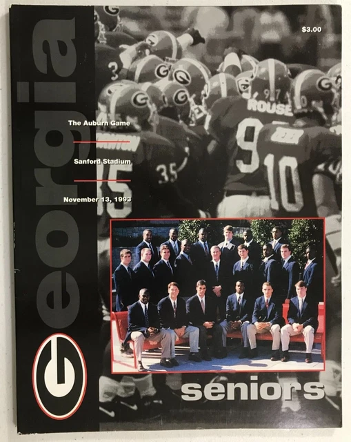 1993 GEORGIA vs Auburn Football Program, Bulldogs - Tigers, Seniors cover