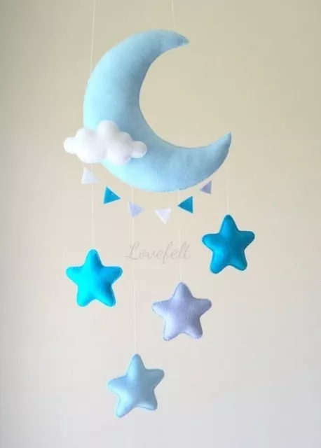 Baby room wall hanging macron decoration hand made felt cloud moon and star