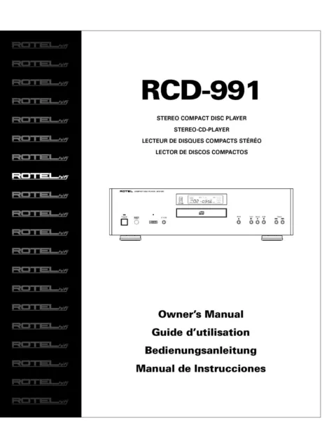 Bedienungsanleitung-Operating Instructions für Rotel RCD-991