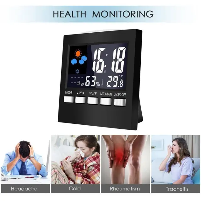 Digital LCD Clock Thermometer Meter Room Calendar Temperature Alarm Clock S7X1