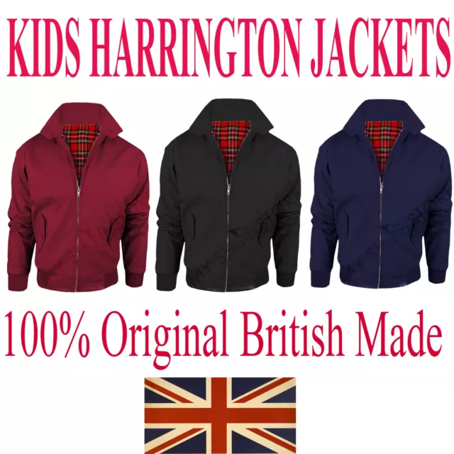 Harrington Jacket Kids Children Classic Retro Scooter Vintage Bomber Coat Top