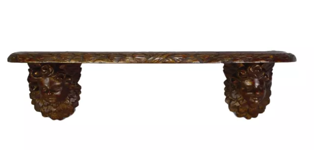 Italian Antique Hand Carved Gilt Wood Angel Putti Wall Shelf Bracket Corbel