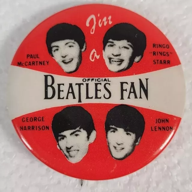 Vintage I'm A Official BEATLES FAN Metal Pin 1½ Inches
