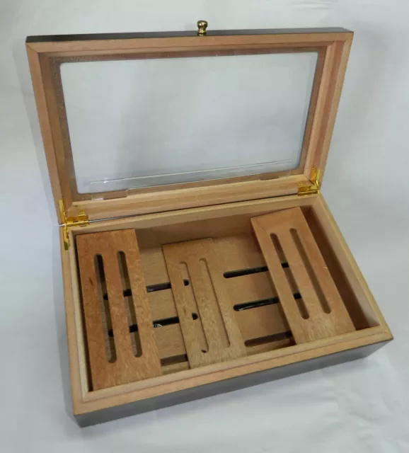 Humidor Scatola Cofanetto Vetrina Portasigari Legno Umidificatore J110 2