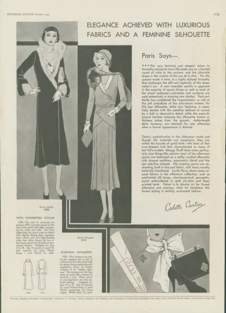 1930 Fashion Tailored Lines Woolen Feminine Silhouette Campus Print Story PR6