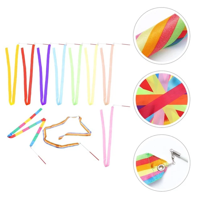 10 Pcs Rubans Avec Des Bâtons Danse Gymnastique Enfant Tout-