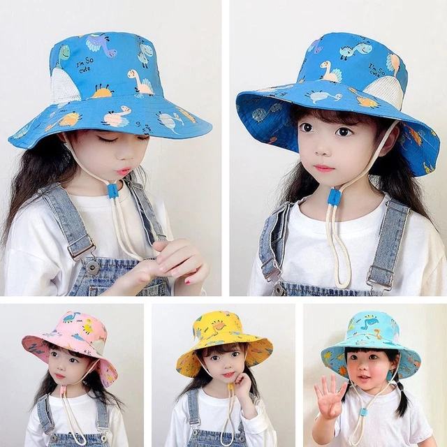 Beach Cap Adjustable Children Bucket Hats Wide Brim Cap UV Protection Sun Hat