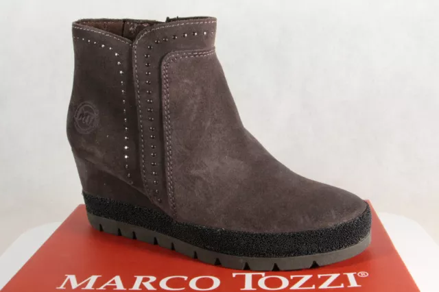Marco Tozzi Bottes Bottines Chaussures Gris 25437 Cuir Véritable Neuf