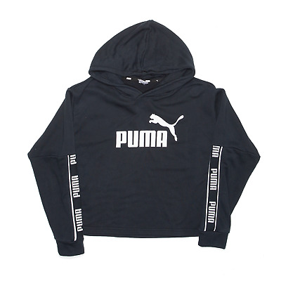 Puma Cropped Sports Nero Pullover Con Cappuccio Da Donna XS