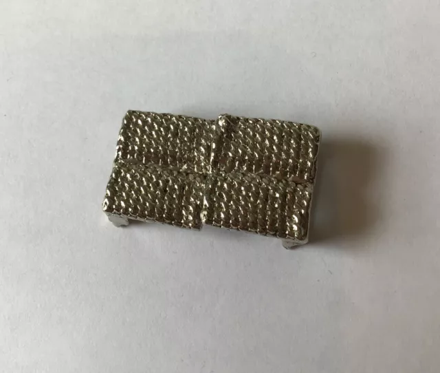 Vintage 80’s silver metal small square belt clasp buckle dressmaking sewing