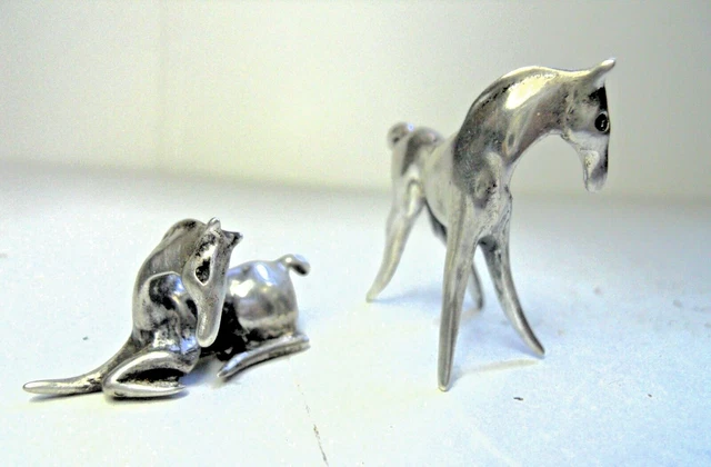 Miniatura Argento 925 2 Cavalli Firmata Yeso Vintage Anni 70 Silver Horse 2 Foto