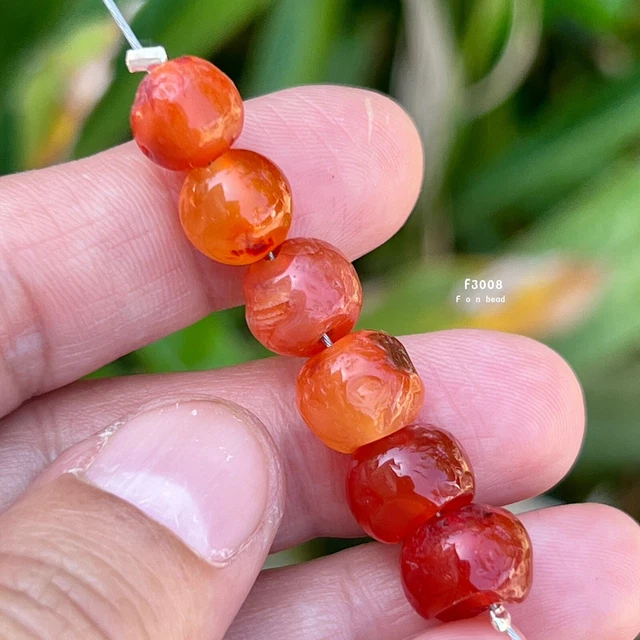 Set 6 Rare Ancient South East Asia Carnelian Stone Beads #F3008